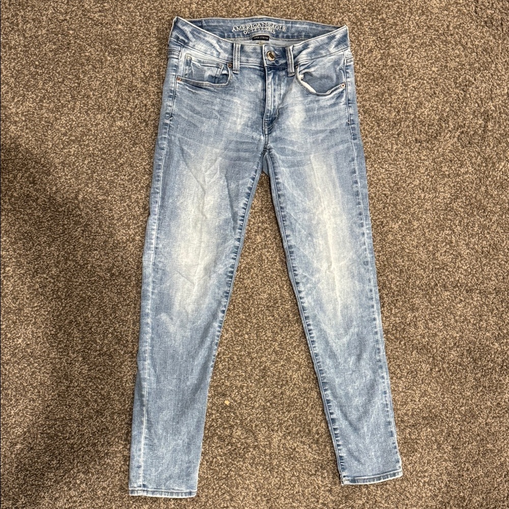 American Eagle Outfitters Women's Faded Blue Skinny Jeans